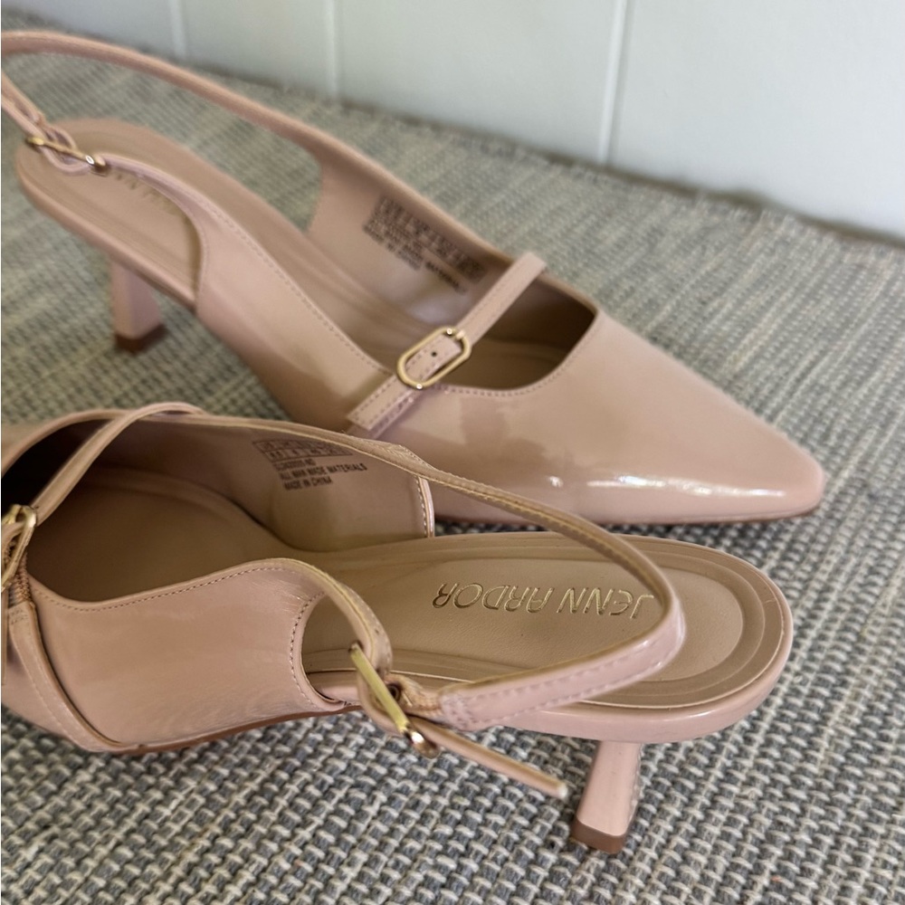 Nude Patent Slingback Heels